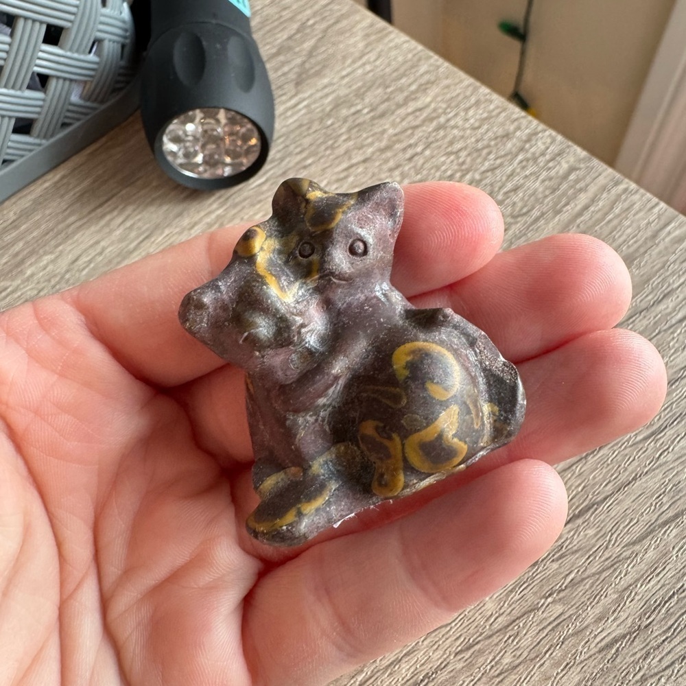 Jasper Double Cat Hugging Crystal - Brown and Gold